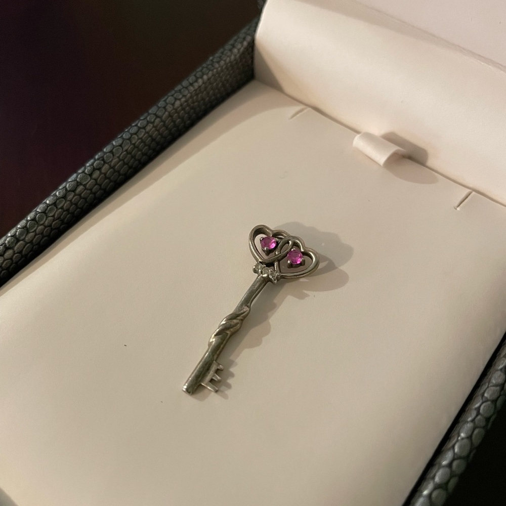 Pink sapphire key pendant